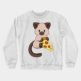 Siamese Cat with Pizza Crewneck Sweatshirt